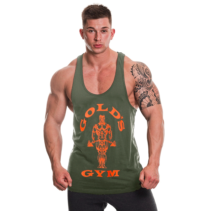 Bild av Golds Gym Muscle Joe Premium Stringer Vest, Army Marl/Orange
